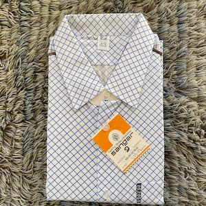 Vintage Herren Langarm Hemd Größe 43 unbenutztes Vintage Baumwoll Hemd, 1990er Jahre