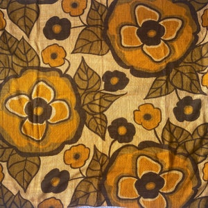Set of 2 Scandinavian Vintage Curtain Panel Acrylic Wool Curtains Swedish Vintage Orange Brown Big Flowers Home Decor Woven 70s Curtain Pair