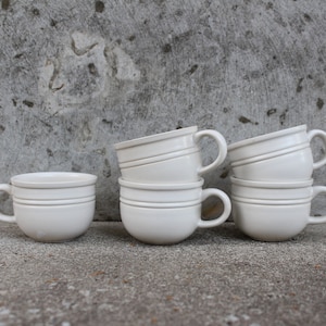 Höganäs Ceramic Cup Swedish Vintage White Stoneware Set of 5 Scandinavian Design