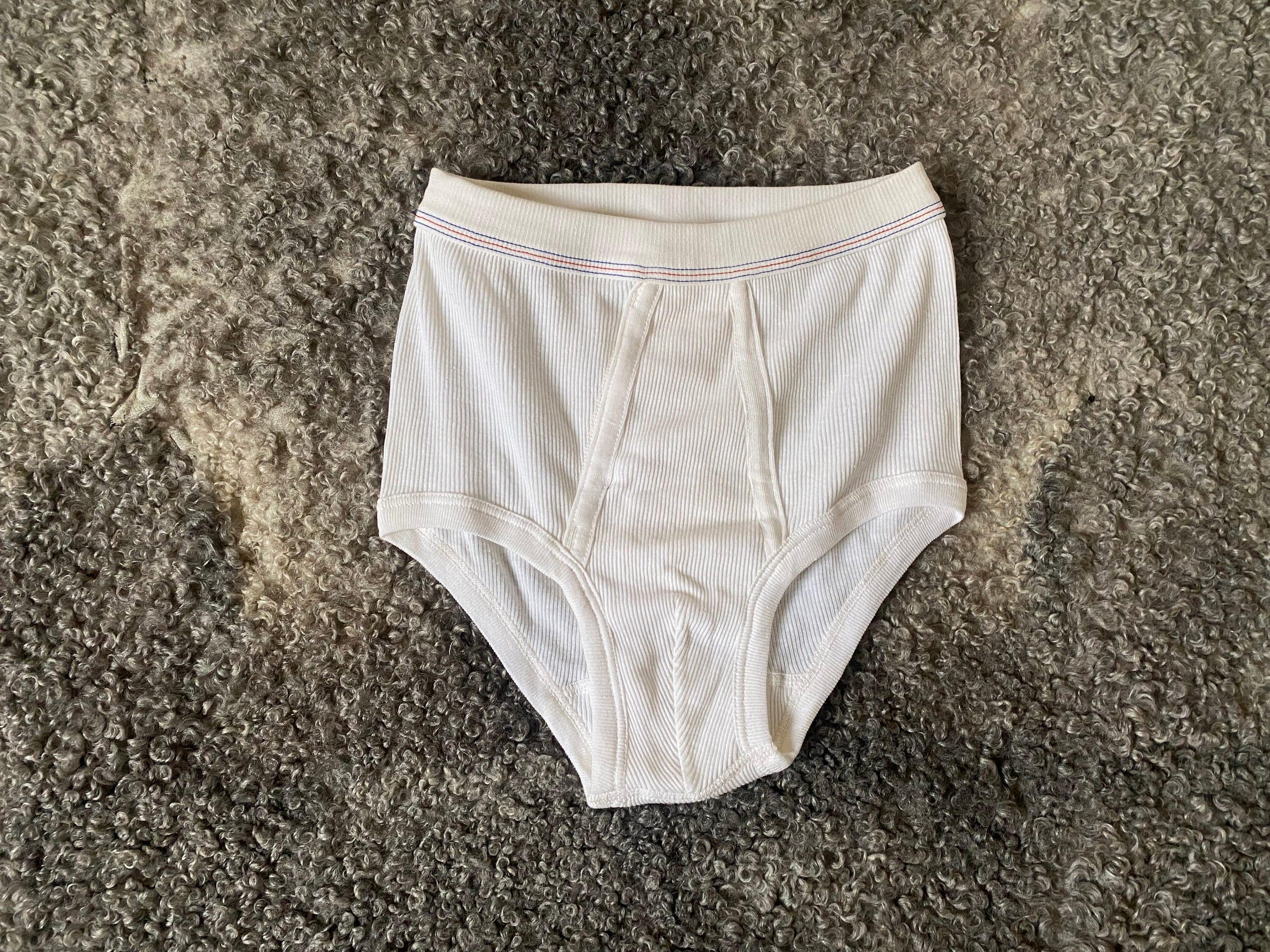 Vintage Men White Underpants, Ribbed Cotton Retro Undies High Waist Grandpa  Style Underwear 80s Fschion 