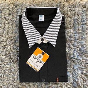 Vintage Herren Langarm Hemd Hemd Größe 42 unbenutztes Vintage Baumwollhemd 1990s