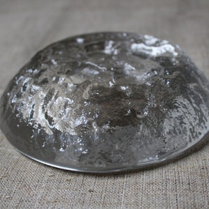 Scandinavian Vintage Heavy Ice Glass Bowl Candle Holder, Decorative Glassware, Retro Home Decor image 3