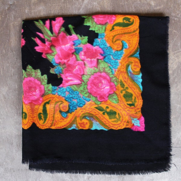 Floral Wool Scarf Etsy
