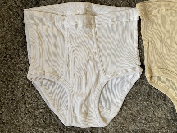 Vintage Men Briefs M Size Ribbed Cotton Vintage High … - Gem