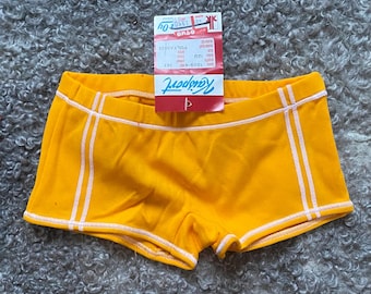 Costume da bagno vintage da ragazzo, blu scuro, vita alta, stile retrò, pantaloncini da bagno