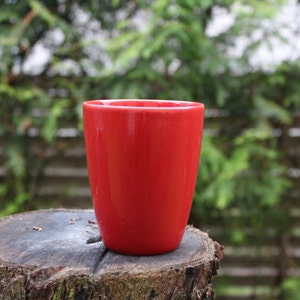 Höganäs Ceramic Jar Swedish Vintage Red Glazed Stoneware Cup, Scandinavian Vintage Design Drinking Coffee Tea