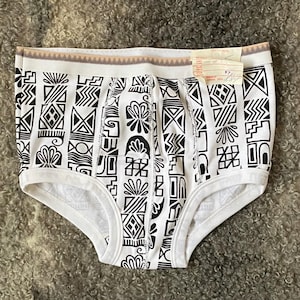 Vintage Men Underwear Size S/M Cotton Vintage High Waist Underpants Unused Retro Undies Estonia MARAT Black White Geometric Pattern