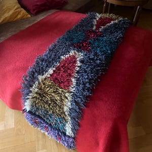 Vintage Rya Wall Rug Wool Handmade Wall Tapestry Scandinavian Mid Century Modern Design Christmas Decor Swedish Retro