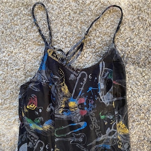 Vintage Desigual Summer Dress Rock Chic Y2K Black Maxi Dress Retro Cotton Dress Bohemian Retro Clothes Shoulder Straps Size 38