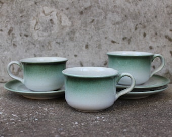 Höganäs Keramik Set von 3 Stengods Keramik Tasse und Untertassen Set aus Skandinavischem Design