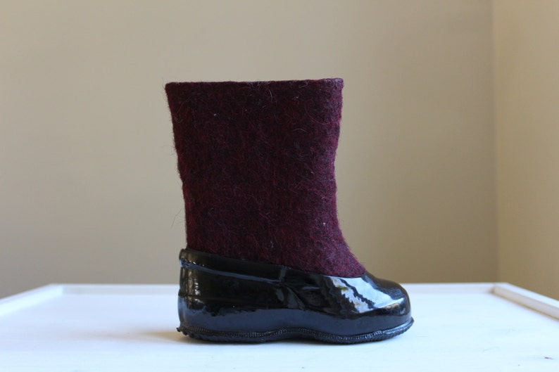 Wool Boots Inner Sole 5 Soviet Kids Felt Boots Vintage Russian Valenki with Galoshes