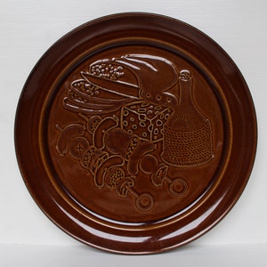 Höganäs Keramik Serving Plate Swedish Vintage Brown Color Hoganas Stoneware Big Plate, Scandinavian Design