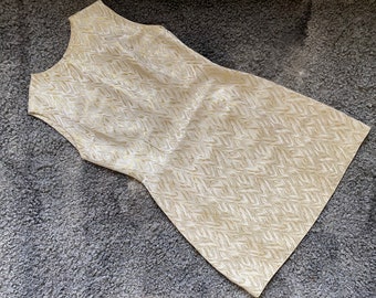 70s Dress Vintage Party Dress Metallic Sleeveless Retro Summer Dress Size XS Golden Handmade Dress