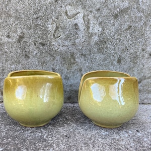 Vintage Ceramic Napkin Holders Set Green Mustard 2 Small Napkin Holders Retro Scandinavian Vintage Home Decor