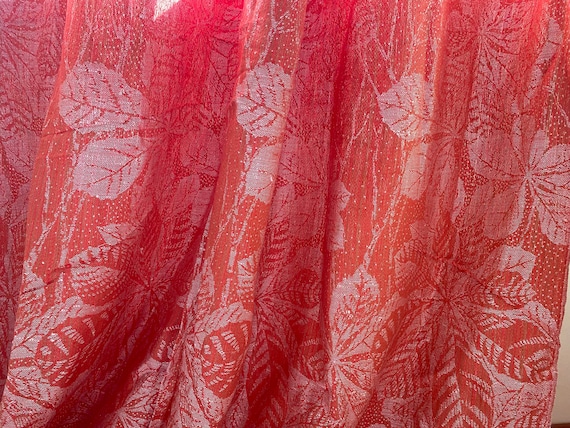 1M Vintage Damask Linen Fabric Decorative Woven Home Decor Retro Fabric Curtain Fabric Scandinavian Vintage Decor Chestnut Leaves