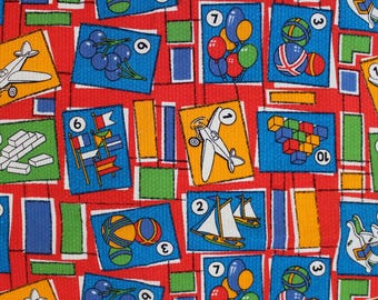Vintage Kids Cotton Fabric Vintage Fabric 70s Colourful Toys Retro Fabric for Kids Clothes Collectible