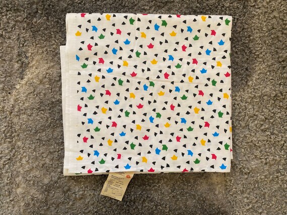 80s Vintage Kids Bedsheet Cotton Single Size Flat Sheet, Unused Bed Linen Colorful Single Bed Bedding Bedsheets
