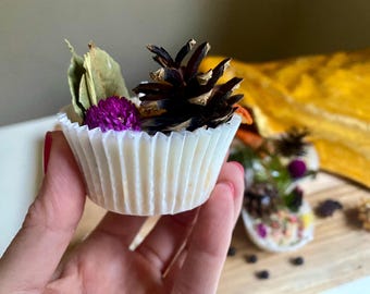 Set di 6 accendifuoco fatti a mano, accendini naturali in cera di soia, accendifuoco con fiori secchi, regalo per accendere il fuoco, accendifuoco per camino, accendifuoco romantico per ragazze, campeggio