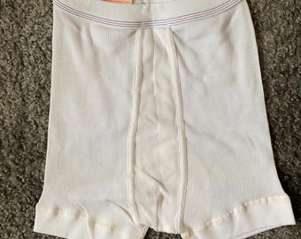 Vintage Underwear Men White Undies Cotton Underpants  Size S or L White Boxer Briefs, High Waist Underpants, Unused Men Clothes