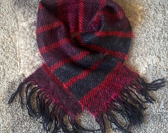 Vintage Plaid Mohair Shawl Red Black Warm Mohair Scarf Winter Men Accessories  Colours Very Warm Shawl
