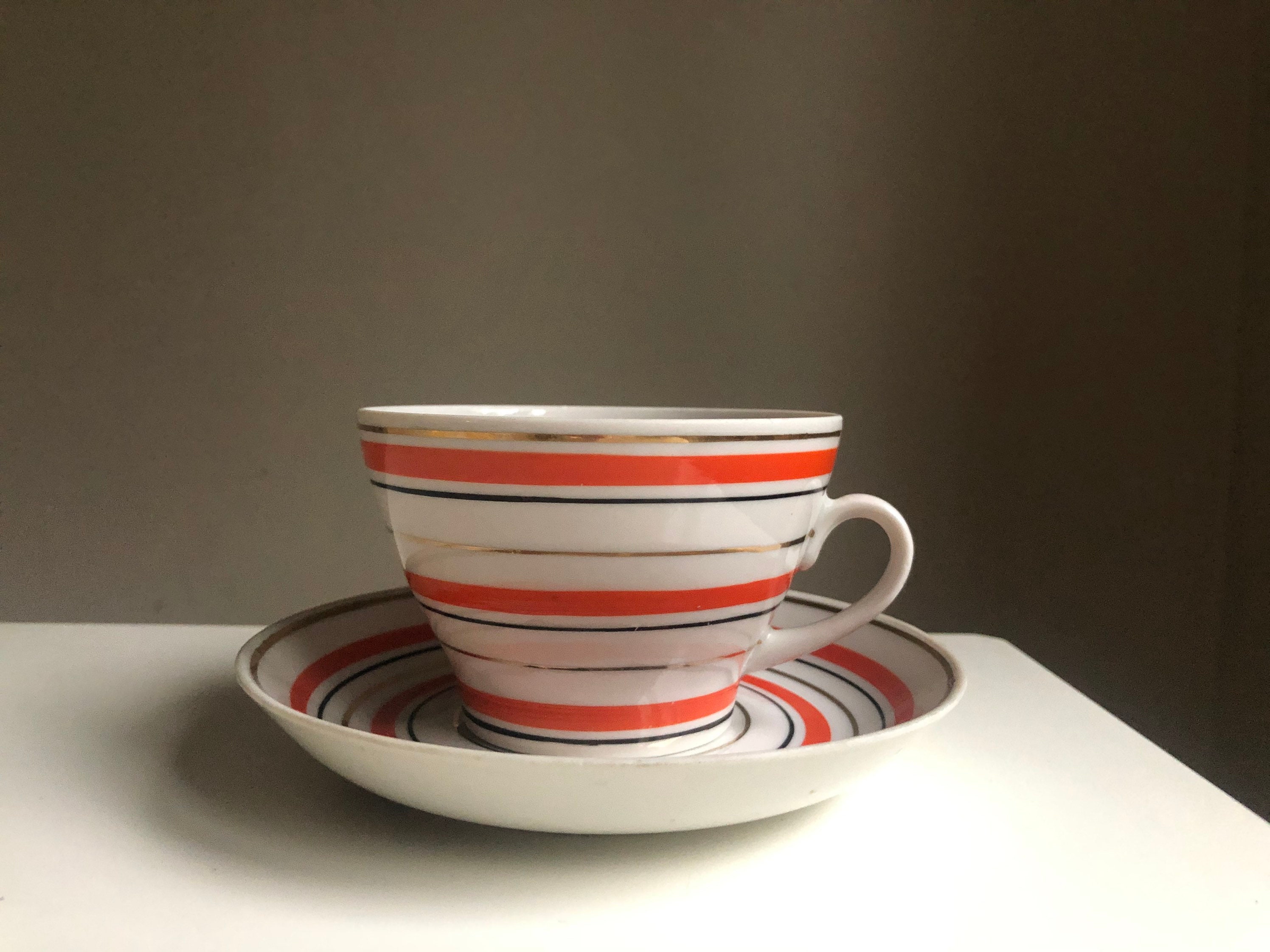 Set of 3 Soviet Cup with Saucer Mid Century Modern Russian Etsy