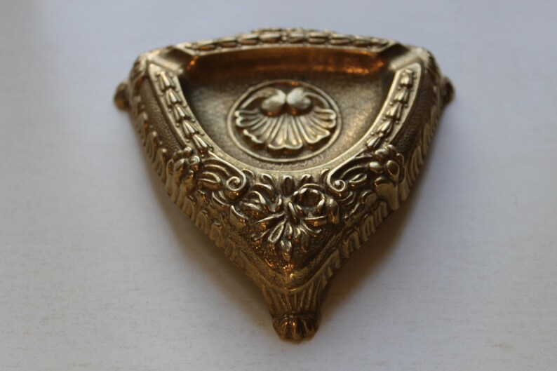 Vintage Metal Ashtray Brass Triangle Ashtray Triangle Royal Etsy
