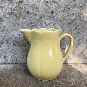 Vintage Ceramic Jug Natural Yellow Colour Pitcher Retro Kitchen Decor Tableware Country Home Summer Easter