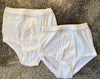 Calzoncillos vintage 100% algodón para hombre, talla L / Ropa interior de punto acanalado blanco / Calzoncillos retro de cintura alta para hombre / Ropa interior para hombre estilo Deadstock