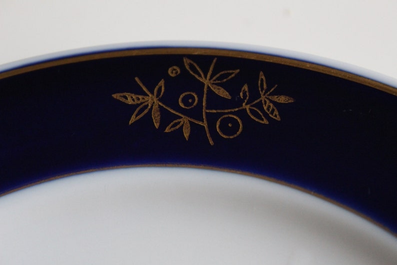 Ukraine Plates Dessert Plates 6 Vintage Cake Plate with Cobalt Blue and Gold Decoration, Retro Tableware Collectible image 4