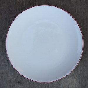Höganäs Keramik Plate Swedish Vintage White Side Plate with Red Rim Hoganas Stengods Stoneware, Scandinavian Design