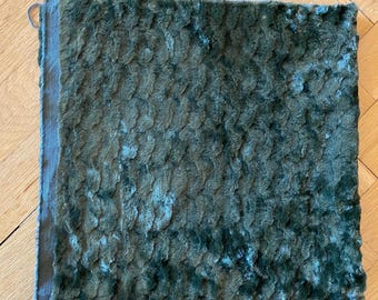 70s Plush Fabric Vintage Row Cotton Base Soft Dark Green Fur Fabric Retro Fabric Unused 55"× 27.5"