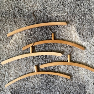 Vintage Wooden Cloth Hangers Set of 5 Rustic Clothes Hangers Set, Shop Window Display 1960s.