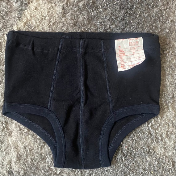 Black Sign 1910s Logger’s Under Wear 90s Vintage Cotton Men Briefs S/M Size Underwear Blue Black