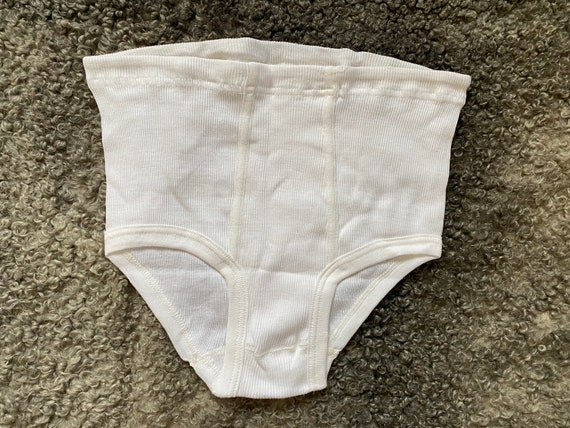 Vintage Men M/L Underwear Ribbed Cotton Vintage High Waist Underpants  Unused White Undies 