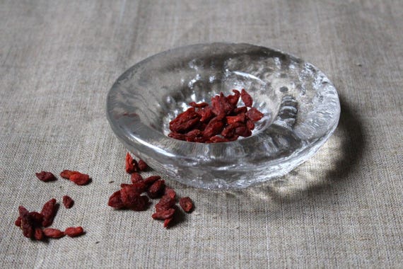 Scandinavian Vintage Heavy Ice Glass Bowl Candle Holder, Decorative Glassware, Retro Home Decor