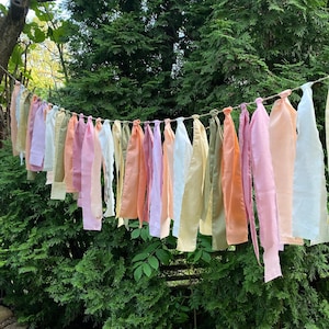 Cotton Party Garland Tassel Bunting Outdoor Garden Wedding Ribbon Garland Eco Friendly Fiesta Rag Tie Boho Birthday Festival Curtains