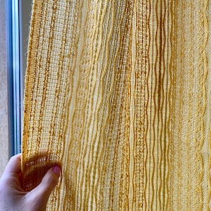 ONE Scandinavian Vintage Yellow Curtain Retro Acrylic Wool  Curtain Panel One Window Treatments 70s Retro Swedish Curtain