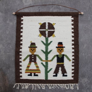 Scandinavische wollen muur hangend wollen tapijt handgeweven volkskunst muurdecoratie, Scandinavische woondecoratie
