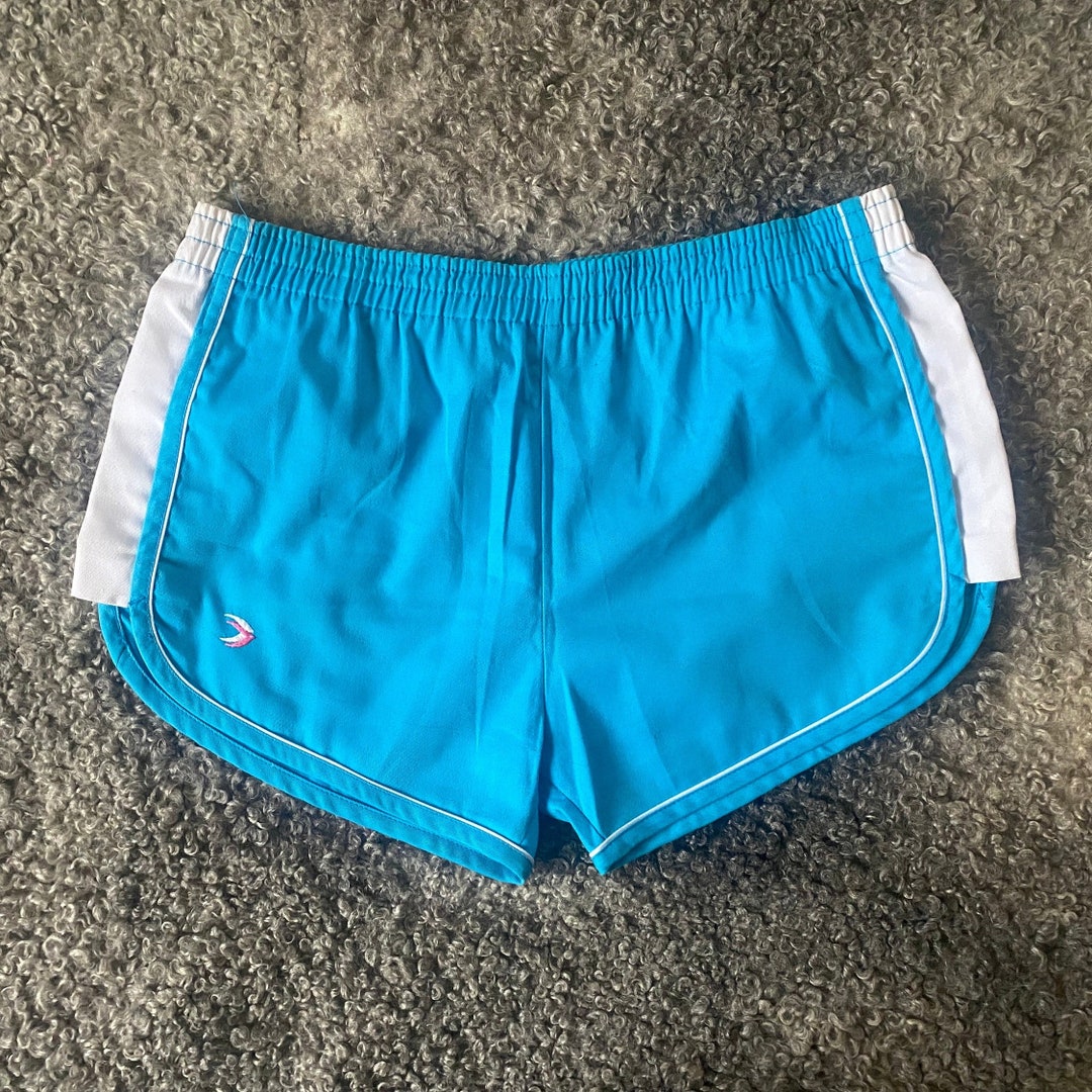 Vintage Men Size S Cotton Shorts Light Blue Hot Pants Retro Sport