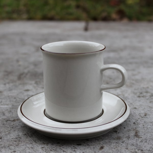 Set of 4 Arabia Finland FENNICA Stoneware Coffee Cup and Saucer Scandinavian Design