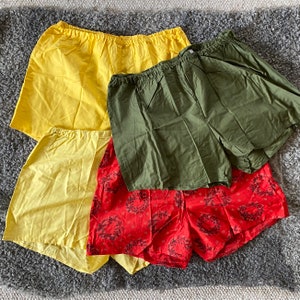 80er Vintage Männer Boxer, Schlafhose, Unterhose, unbenutzt, Baumwolle, Baumwolle, Sateen, Unterwäsche, Sommerhose, Strandmode, Größe M und L