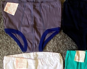 Vintage Men Undies Size S/M Retro Underwear Cotton High Waist Underpants Unused  with Factory Tag Estonia MARAT White Black