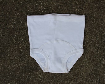 Vintage High Waist Boys Underpants, Vintage White Cotton Kids Underwear.