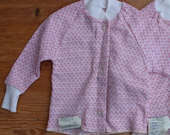 Set of 2  Baby Jacket, 6 - 9 Month Vintage Baby White Red Color Cotton Top, Retro Baby Clothes New Old Stock, Factory Paper Tag