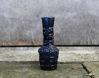 ヴィンテージ Ruda コバルト ブルー ガラス花瓶 – テクスチャー アート