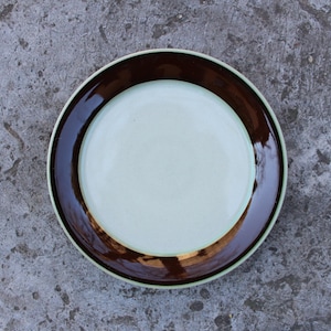 Höganäs Keramik 2 Plates Swedish Vintage Grey Brown Border Hoganas Stengods Stoneware, Scandinavian Design
