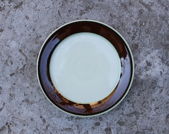 Höganäs Keramik 2 Teller Schwedische Vintage Grau Braun Borte Hoganas Stengods Steinzeug, Skandinavisches Design