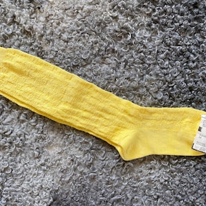 Vintage Girl Socks Unused Knee High Socks Yellow Cotton Knee Socks Retro 80s Kids Clothes Estonian Vintage Clothing Size 18