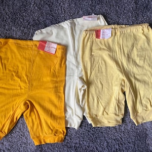 Vintage Long Leg Panties Baumwolle Unterwäsche Frauen Größe M unbenutzt Panties 100 % Baumwolle Gelb Knickers, Unterhose mit Fabrikmarke