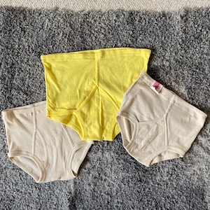 Vintage Cotton Men Underwear Retro High Waist Underpants Yellow Unused Undies 70s Men Clothes Size S M L  Underpants Y-front Panties